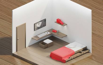 Diagram showing BTU requirements and stove size for a small apartment or tiny house